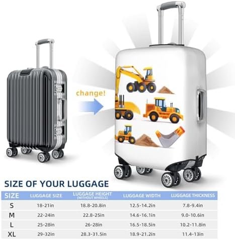 Luggage Suitcase COVER Machinery Excavator Truck and Loader, Cartoon Toy Suitcase COVERS Elastic, M - Fits 22-24 inch luggage (No Suitcase) - Image 2