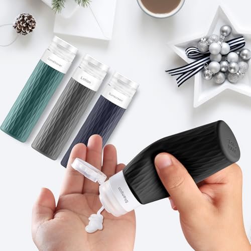 Travel Bottles for Toiletries, TSA Approved 3.4oz Travel Size Containers, BPA Free Leak Proof Silicone Traveling Bottles, Refillable Travel Essentials Kits for Shampoo Conditioner(4 Pack)-A - Image 5