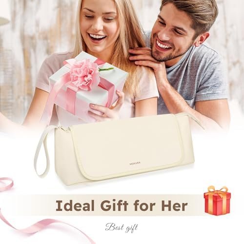 MOKURA Hot Hair Tools Travel Bag with Heat Resistant Mat Removable, Hair Accessories Organizer Case, Women Travel Essentials, Storage Pouch for Curling Iron Straightener Flat Iron Hair Dryer, Ivory - Image 6