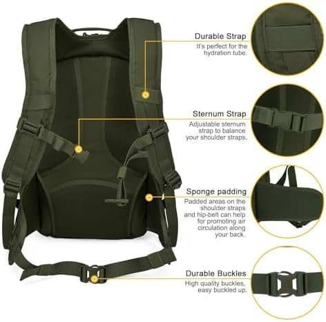Mardingtop Tactical Molle Backpack for Men- 18L/28L EDC Hiking & Motorcycle Backpack - Image 5