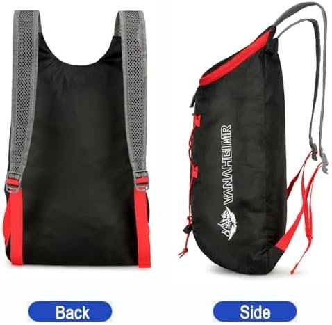 Lightweight and Thin Foldable Backpack, Climbing Bag, Hiking Daypack,15L Waterproof Travel Packable Rucksack (Black) - Image 3