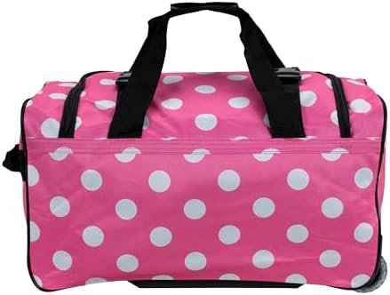 Rockland Rolling Duffel Bag, Pink Dot, 22" - Image 4