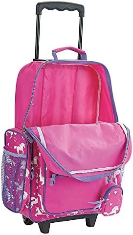 Lillian Vernon Personalized Unicorn Kids Suitcases for Girls, 5-Pocket Rolling Luggage Set, Customizable Travel Carrier on Wheels - Image 4
