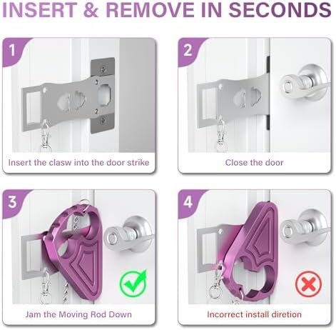 Portable Door Lock for Travelers, Sturdy Metal Hotel Door Lock Security for Motel Home Office Apartment Bedroom, Privacy & Safety Essential - Image 4