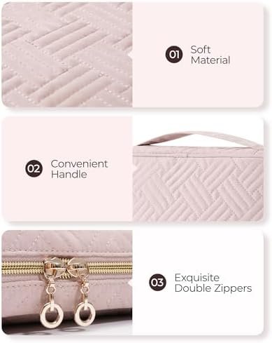 BAGSMART Jewelry Organizer Case Large Travel Jewelry Storage Bag for Necklace, Earrings, Rings, Bracelet, Soft Pink - Image 7