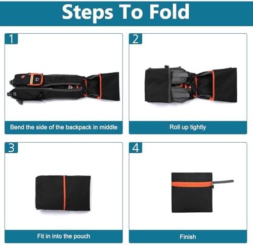 Esup 15L Small Hiking Backpack Foldable Lightweight Travel Day Pack Packable Camping Backpack for Women Men (Black) - Image 5