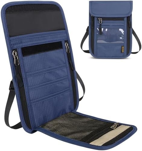 Travel Neck Wallet RFID Blocking – Hidden Passport Holder & Anti-Theft Money Pouch for Men & Women, Lightweight Concealed Undergarment Organizer with Adjustable Strap, Secure Document Holder