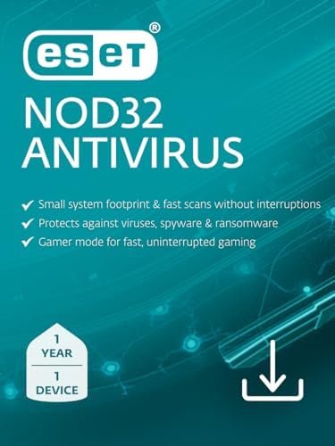 ESET NOD32 Antivirus | 2025 Edition | 1 Device | 1 Year | Antivirus Software | Gamer Mode | Small System Footprint | Digital Download [PC/Mac]