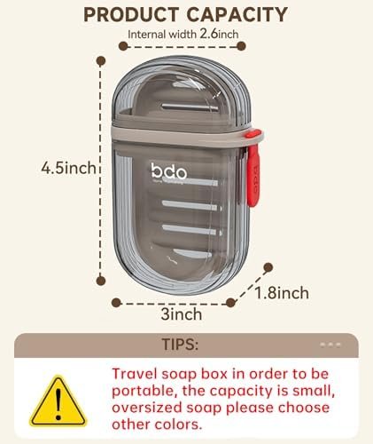 Travel Soap Case, Leakproof Soap Container with Lid, Portable Bar Soap Holder for Traveling, Soap Dish for Bathroom, Shower, Gym, School, Camping, Vacation, Outdoor-Transparent-Black - Image 4