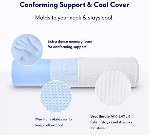 C CUSHION LAB Roll Pillow for Neck Relief - Extra Dense Memory Foam Round Cylinder Bolster for Cervical Support, Spondylosis, Neck Pain Relief, & Spine Lumbar Traction - Washable Cover & Travel Bag - Image 4