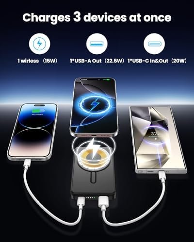 for Magsafe Portable Charger 5000mAh, Slim Magnetic Battery Pack, 15W Wireless Magnetic Battery Pack, 20W PD Fast Charging, Magnetic Power Bank for iPhone 17/16/15/14/13/12 Series (Black) - Image 6
