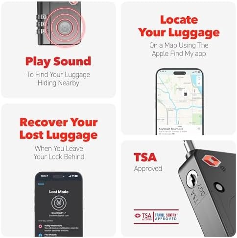 KeySmart SmartLock Tracking Luggage Locks, TSA Locks for Luggage, GPS Tracker, Combination Lock Compatible with Apple Find My App, Best Travel Essentials, Replaceable Non-Rechargeable Battery (3 Pack) - Image 4
