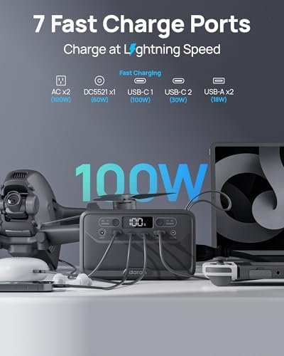 2026 Portable Power Station 28000mAh LiFePO4 Battery, Solar Power Bank with AC Outlet 100W/110V, USB-C PD Two-Way Fast Charging Samll Generator for Laptop, Camping, Home, Office, TSA Approved - Image 4