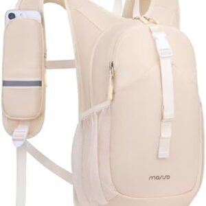 MOSISO 10L Small Hiking Backpack for Women Men, Foldable Casual Daypack Lightweight Packable Backpack with Front Quick Access Pocket for Travel Camping Outdoor, Beige