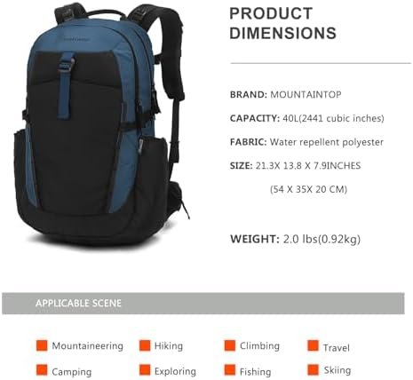 MOUNTAINTOP 30L Hiking Backpack,Men Women Camping Backpack,Lightweight Trekking Travel Backpacks for Climbing Skiing Cycling - Image 2