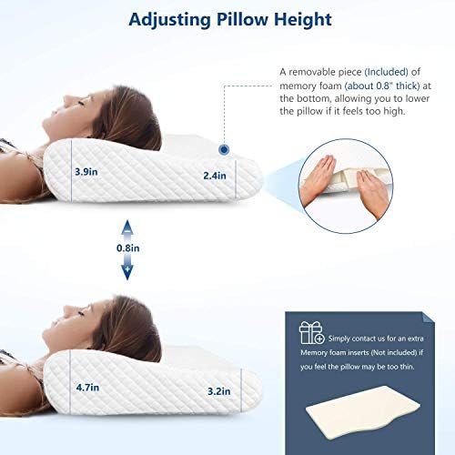 ZAMAT Memory Foam Pillow for Neck Pain Relief, Adjustable Orthopedic Ergonomic Cervical Pillow for Sleeping with Washable Cover, Bed Pillows for Side, Back, Stomach Sleepers - Image 5