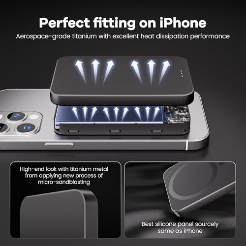 Magnetic Portable Charger – Industry-First Titanium Power Bank, 10,000mAh Ultra-Slim 0.5-Inch Design, 20W Fast Charging Battery Pack for iPhone 17/16/15/14/13/12/Air Series - Image 3