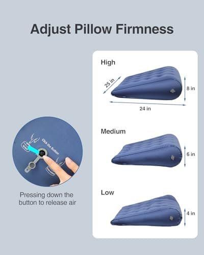 Luxtude Inflatable Wedge Pillow for Sleeping, Travel Wedge Pillow for Acid Reflux Relief, Sleep Apnea, Adjustable Bed Wedges Pillows for Back Pain Relief, Post-Surgery, Snoring and Leg Support - Image 2