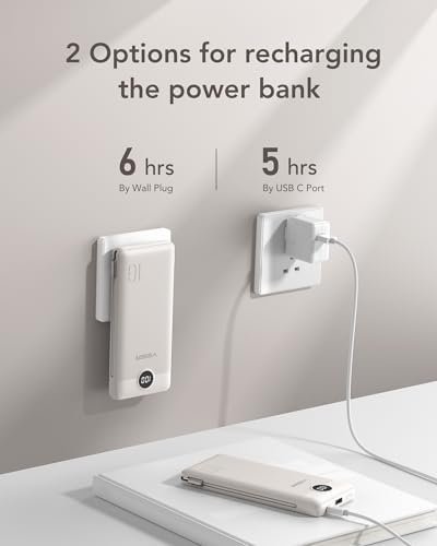 VEGER Portable Charger with Built-in AC Plug and Cables, All in One 10000mAh Ultra Slim Power Bank Travel Essentials, 15W Fast Charging Battery Pack Compatible with iPhone, Samsung, Android (Coffee) - Image 5