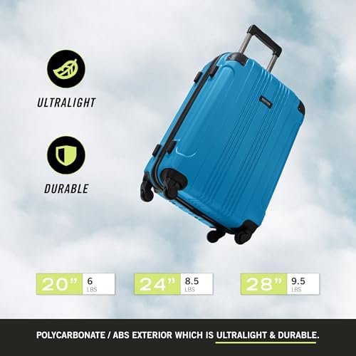 Kenneth Cole REACTION Out of Bounds Lightweight Hardshell 4-Wheel Spinner Luggage, Teal, 20-Inch Carry On - Image 4