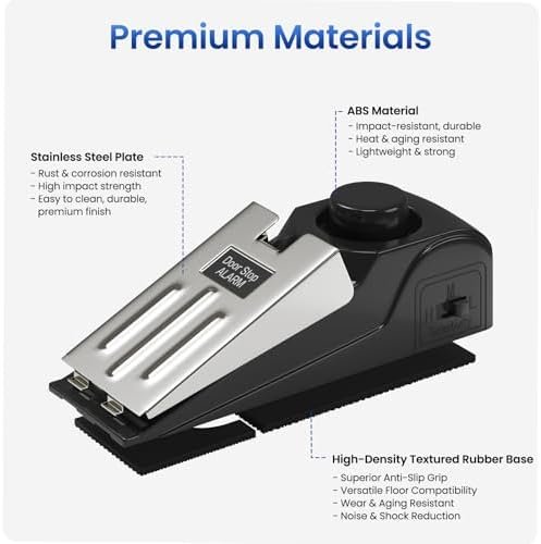 HOSOM 2 Pack Door Stop Alarm for Home & Travel Safety, 120dB Loud Siren Door Stoppers Security Device, Portable Anti-Slip Door Stop Wedge for Apartment, Hotel, Great for Travelers - Image 9