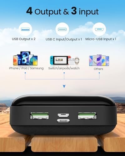 Power Bank 50000mAh 22.5W Fast Charging Portable Charger, USB C Quick Charge with 3 Outputs & 2 Inputs, LED Display, Huge Capacity External Cell Phone Battery Pack for iPhone, Samsung, iPad - Image 6