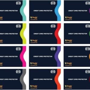 Boxiki Travel RFID Blocking Sleeves, Set with Color Coding | Identity Theft Prevention RFID Blocking Envelopes Set of 12 Credit Card Sleeves (Navy Blue)