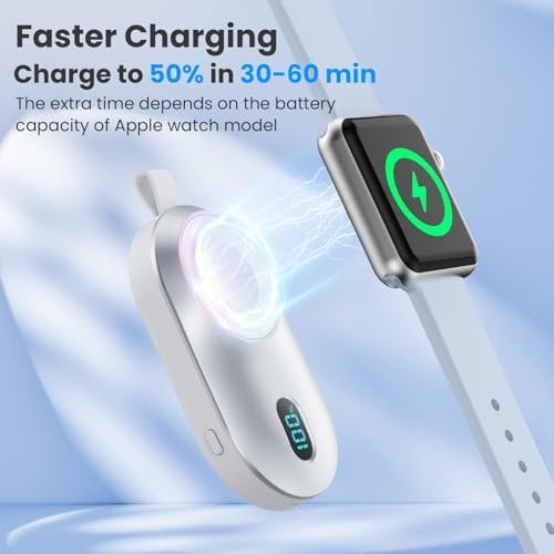 [2-Pack]Portable Charger for Apple Watch Series,Compact Wireless Magnetic iWatch Charger,2800mAh Fast Charging Power Bank for Apple Watch Series 10/9/8/7/6/SE/5/4/ 3/2/1/Nike/Ultra/Ultra 2-Black+White - Image 6