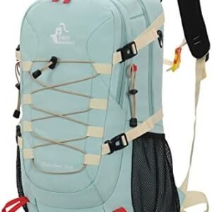 Bseash 40L Waterproof Hiking Backpack with Rain Cover, Outdoor Sport Travel Bag Daypack for Camping Climbing Skiing Cycling (Milk Green)