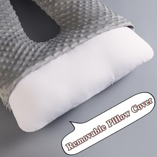 Travel Pillow for Kids Adult in Car - Pillow for Car Sleeping Ultra Large U Shaped with Removable Soft Cover Support Fix Neck and Body Sitting/Sleeping on The Trip (Grey) - Image 4
