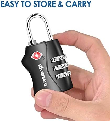 2 Pack TSA Approved Travel Luggage Locks, Combination Lock Keyless, 3-Digit Padlocks, Travel Sentry Accepted Compatible Padlock for Gym Locker, Golf Bag Case, Backpack, Black-by GIVERARE - Image 3