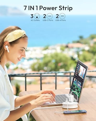 NTONPOWER Travel Power Strip, Travel Essentials, Cruise Essentials 3 Outlets 4 USB Ports(2 USB C), 4FT Wrapped Around Extension Cord for Travel Cruise Ship Beach Vacation Essentials White - Image 3