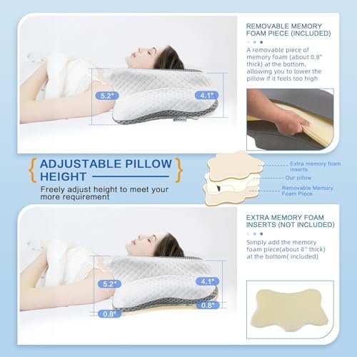 Pain Relief Cervical Pillow for Neck Support,Adjustable Ergonomic Pillow Cozy Sleeping,Odorless Orthopedic Memory Foam Pillows,Contour Bed Pillow for Side Back Stomach Sleeper - Image 2
