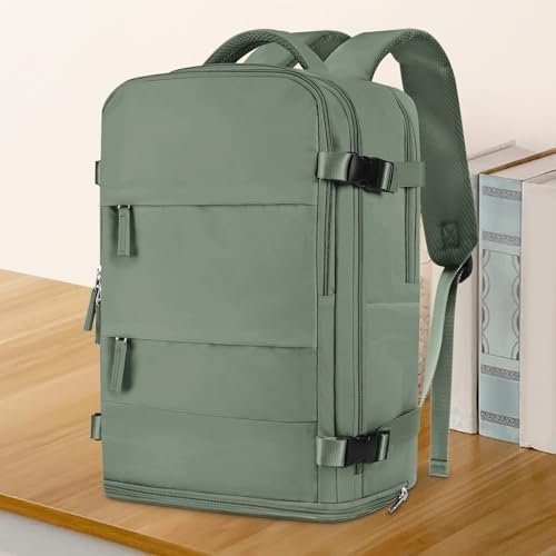 coowoz Travel Backpack For Women Men,Carry On Backpack,Hiking Backpack Waterproof Outdoor Sports Rucksack Casual Daypack Travel Essentials(Olive Green) - Image 2