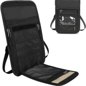 Travel Neck Wallet RFID Blocking – Hidden Passport Holder & Anti-Theft Money Pouch for Men & Women, Lightweight Concealed Undergarment Organizer with Adjustable Strap, Secure Document Holder