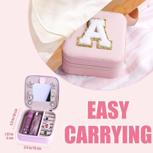 Jewelry Organizer Travel Case for Women With Mirror - Small Box for Necklace, Earrings, Ring - Bridesmaid Gifts Essentials - Image 3
