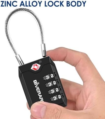 2 Pack TSA Approved Travel Luggage Locks, 4-Digit Cable Combination Suitcase Lock, Metal Alloy Padlocks, Weatherproof Padlock for Locker, Bag, Gun Case, Backpack, Anti Theft, Easy Read Dials-Black - Image 6