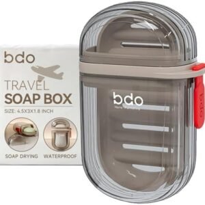 Travel Soap Case, Leakproof Soap Container with Lid, Portable Bar Soap Holder for Traveling, Soap Dish for Bathroom, Shower, Gym, School, Camping, Vacation, Outdoor-Transparent-Black