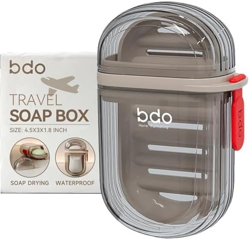 Travel Soap Case, Leakproof Soap Container with Lid, Portable Bar Soap Holder for Traveling, Soap Dish for Bathroom, Shower, Gym, School, Camping, Vacation, Outdoor-Transparent-Black