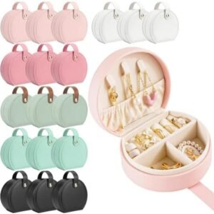 18 Pcs Mini Jewelry Travel Case,Gorgeous Leather Travel Jewelry Box for Bridal Proposal Gifts,Exquisite Multicolor Bulk Jewelry Boxes for Rings,Earrings and Necklaces