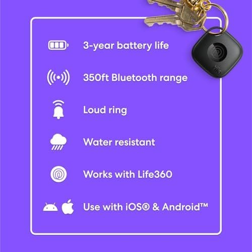 Tile by Life360 Mate - Bluetooth Tracker, Keys Finder and Item Locator for Keys, Bags and More. Phone Finder. Both iOS and Android Compatible. 1-Pack (Black) - Image 7