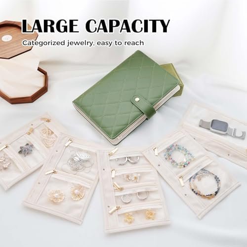 Travel Jewelry Organizer Case,Portable Jewelry Organizers Storage Book, Compact Jewelry Roll for Earrings, Rings, Necklaces - Perfect Jewelry Travel Bag for Women - Image 3