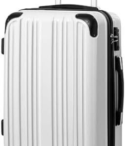 Coolife Carry On Luggage, Suitcase with Durable and Lightweight, carry on suitcase with PC+ABS Hardshell, Dual Spinner Wheels, TSA Lock, and YKK Zipper (white grid new, S(20in)_carry on)