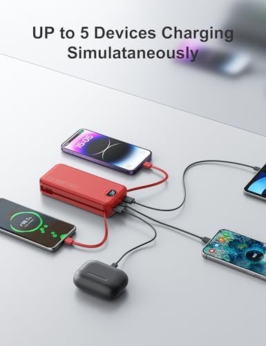 20000mAh Ultra-Portable-Charger-Power-Bank PD20W with Built in Cables&AC Wall Plug,Fast Charging Cell Phone Charger Battery Pack,LED Display Travel Battery Bank for All iPhone,Samsung,Android - Image 7