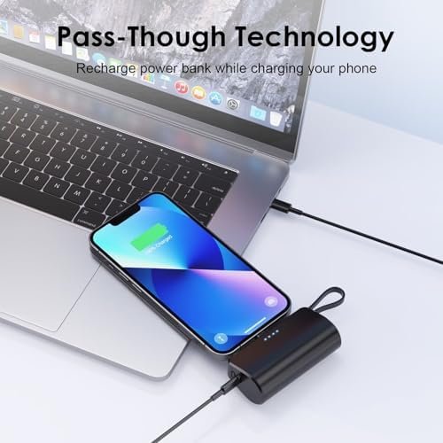 Mini Portable Charger for iPhone with Built-in Type-C Cable, 5200mAh Ultra-Compact Power Bank, PD 20W Fast Charging Battery Pack Phone Charger for iPhone 16/15/14/13/12, Samsung, Google, Android - Image 6