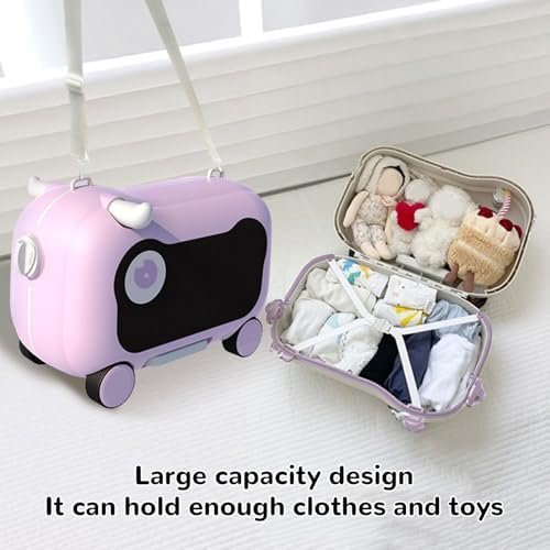 18.9" Ride On Travel Suitcase for Kids, Lightweight and Portable Carry on Luggage with Wheels, Pressure Proof and Sturdy with A Large Capacity Design for kids on the go (Violet) - Image 8