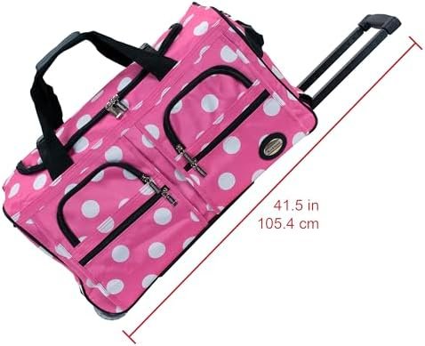 Rockland Rolling Duffel Bag, Pink Dot, 22" - Image 10
