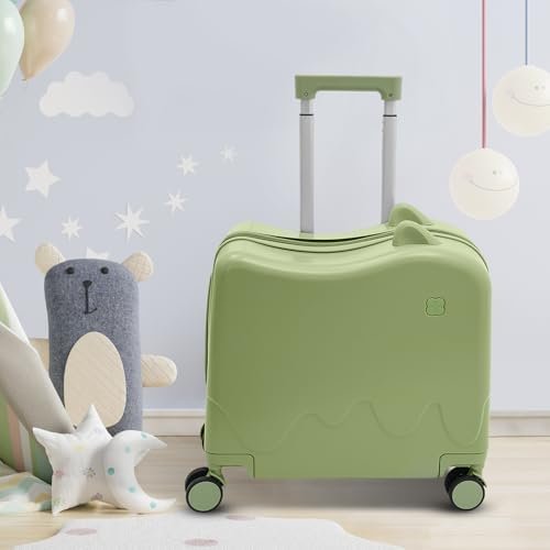 18" Ride-On Travel Suitcase for Kids, Carry on Luggage Kids with Spinner Wheels, Children Rolling Trolly Luggage, Rideable Travel Case for Toddlers & Children - Image 3