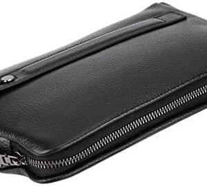 Mens Smart Fingerprint Security Wallet, Fipilock FLV1 Anti Theft Handbag, Black Leather, Top Layer Cowhide, Safety Men Wallet, Ideal for Travel and Daily Commute