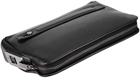 Mens Smart Fingerprint Security Wallet, Fipilock FLV1 Anti Theft Handbag, Black Leather, Top Layer Cowhide, Safety Men Wallet, Ideal for Travel and Daily Commute